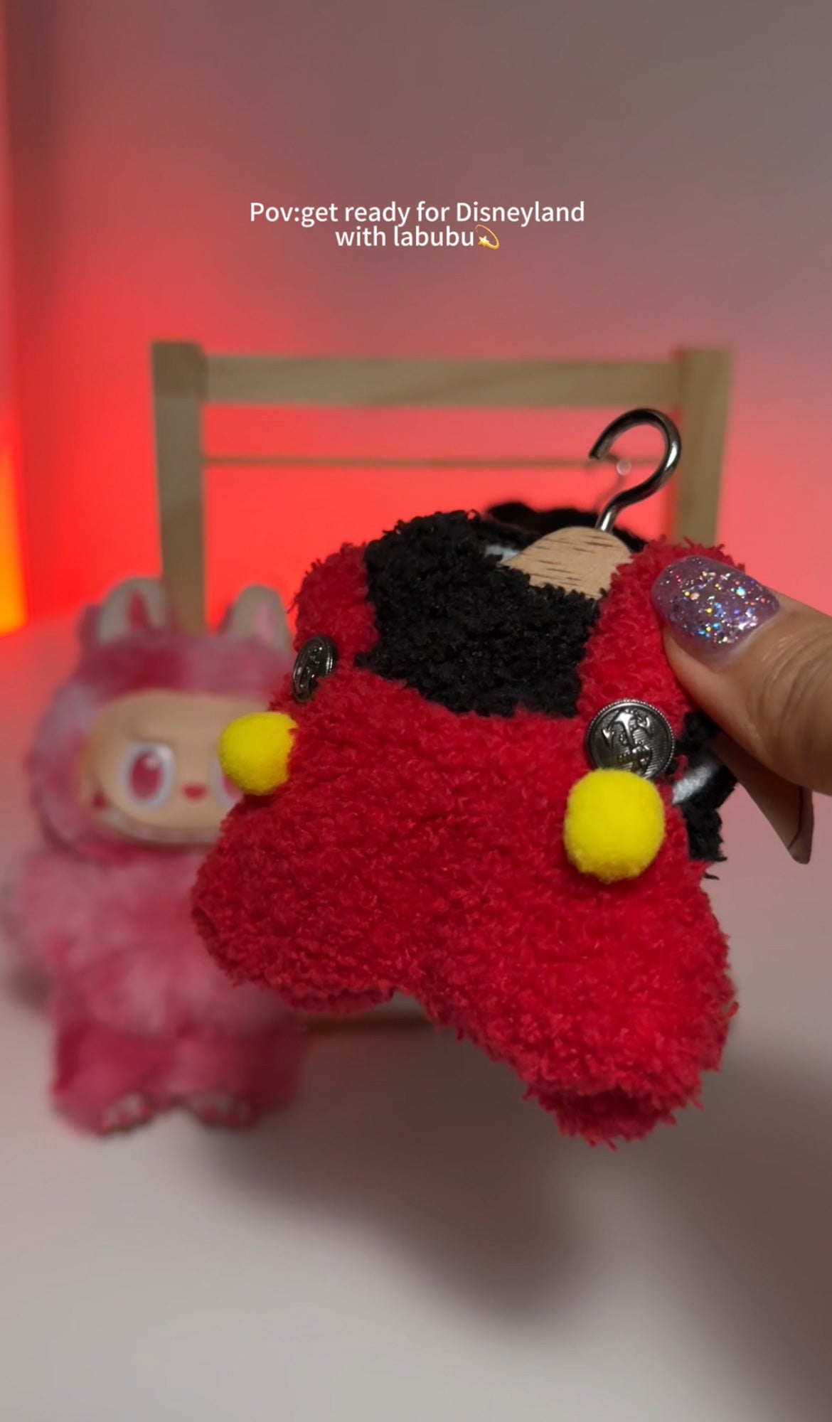 Labubu outfit  Mini Red Black Mickey Set +shoes (No Doll)