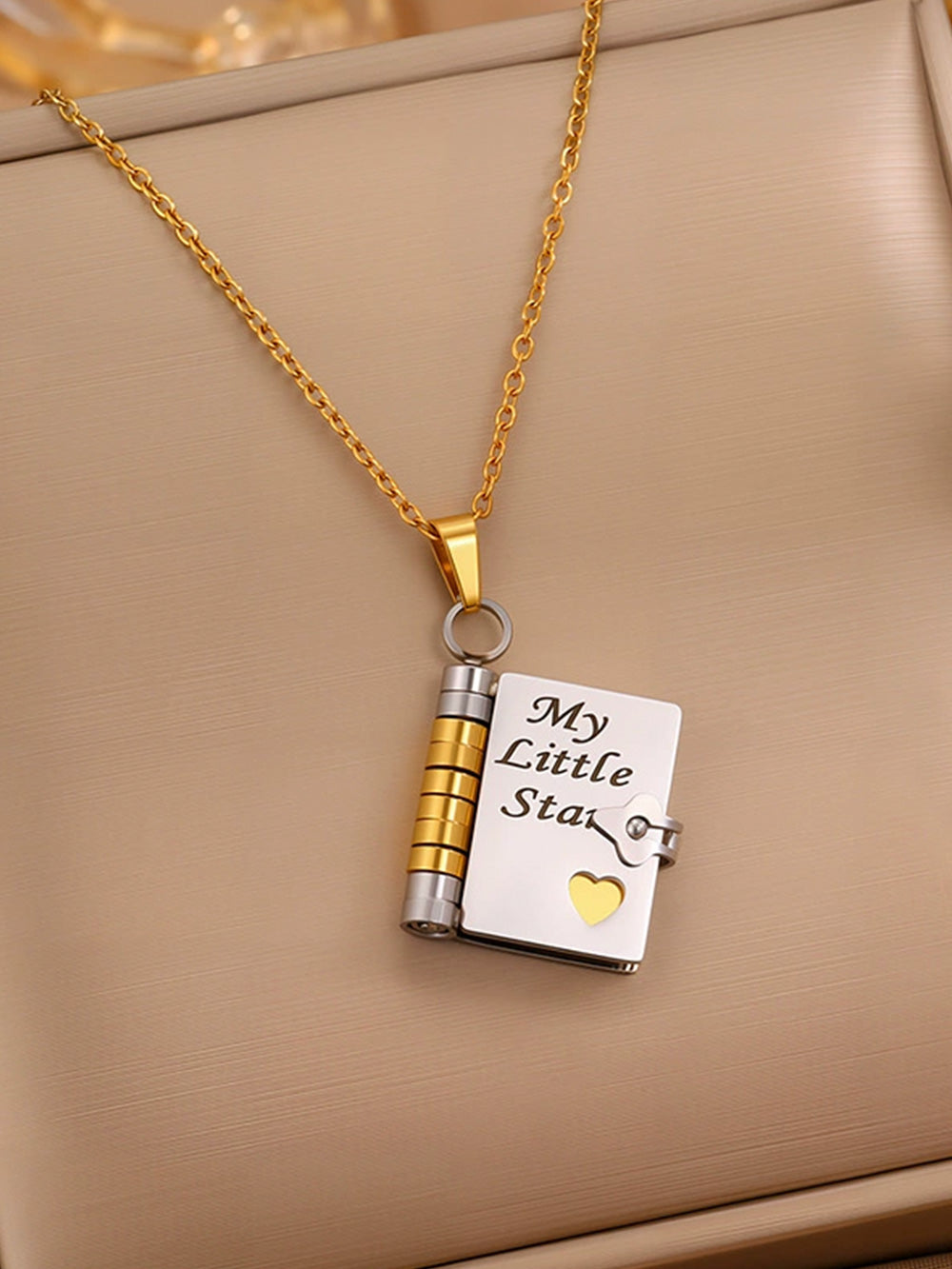 Titanium steel book-opening necklace | Titanium steel necklace