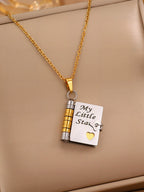 Titanium steel book-opening necklace | Titanium steel necklace