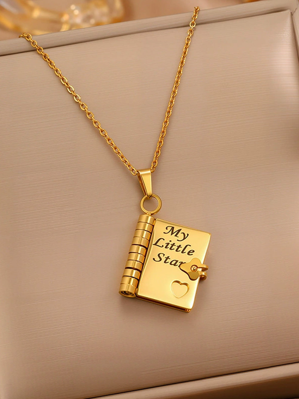 Titanium steel book-opening necklace | Titanium steel necklace
