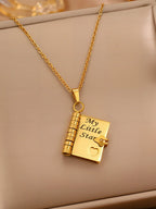 Titanium steel book-opening necklace | Titanium steel necklace
