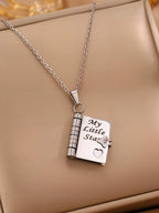 Titanium steel book-opening necklace | Titanium steel necklace