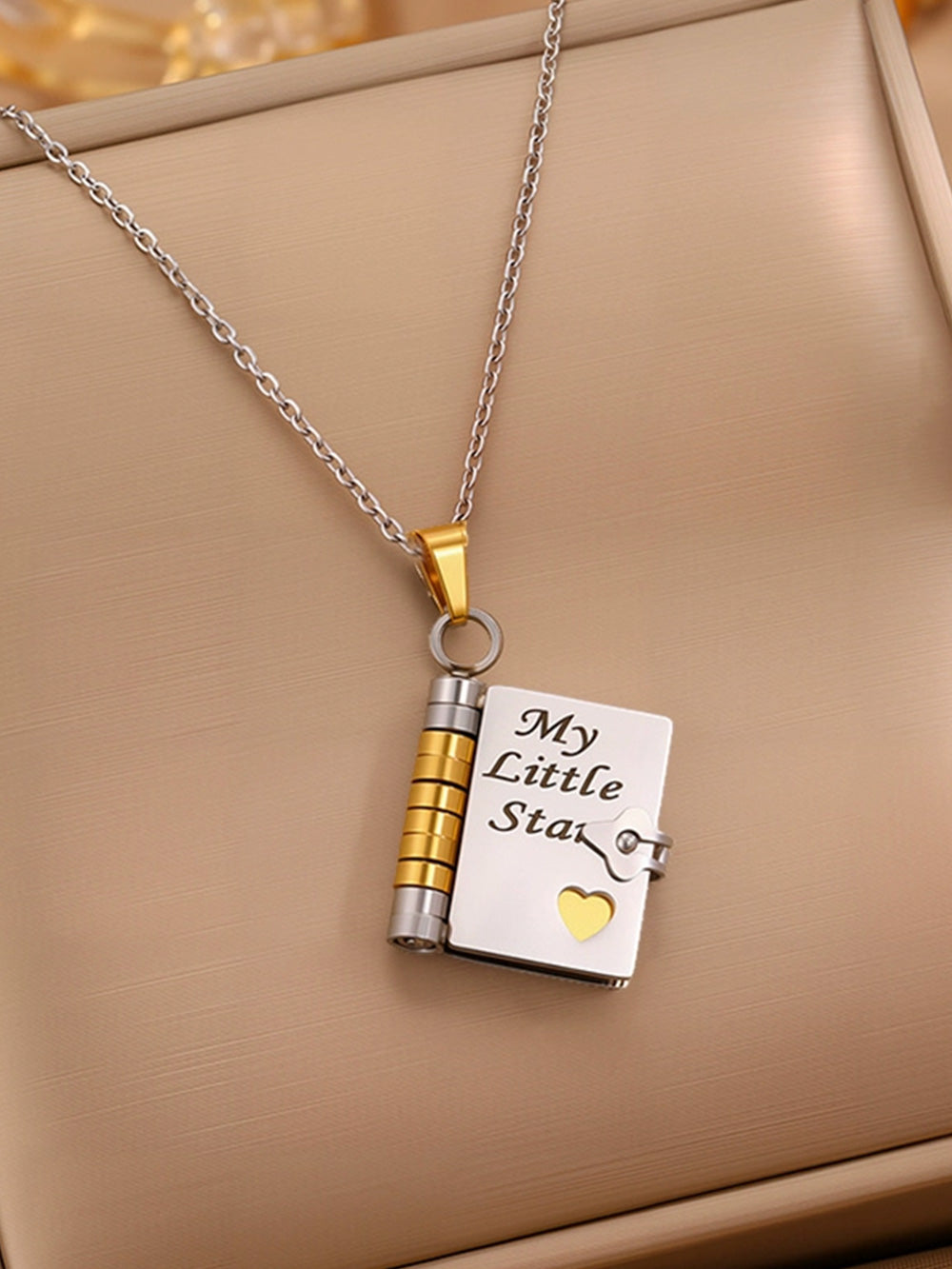 Titanium steel book-opening necklace | Titanium steel necklace