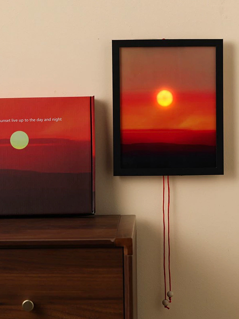 Kinetic Sunrise Sunset Hand Pulled Wall Lamp - Adjustable Dual Rope Night Light - Bedroom Decorative Lighting