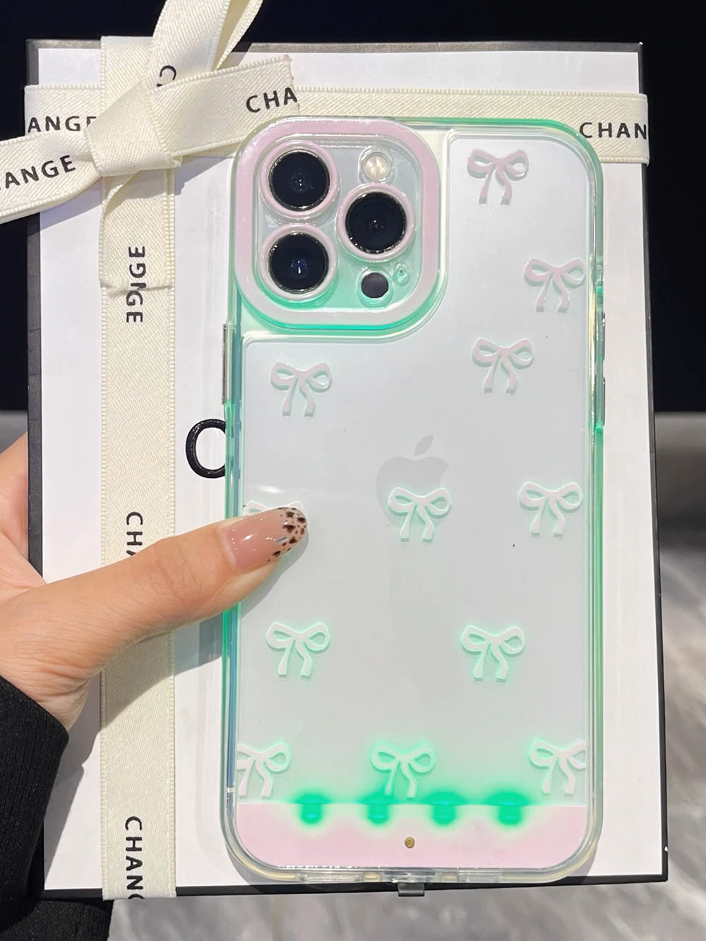 Incoming call flashing phone case |Bow phone case |Light-up phone case |Transparent phone case