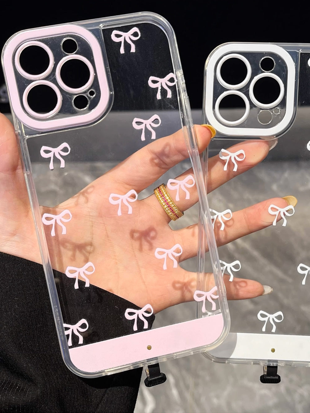 Incoming call flashing phone case |Bow phone case |Light-up phone case |Transparent phone case