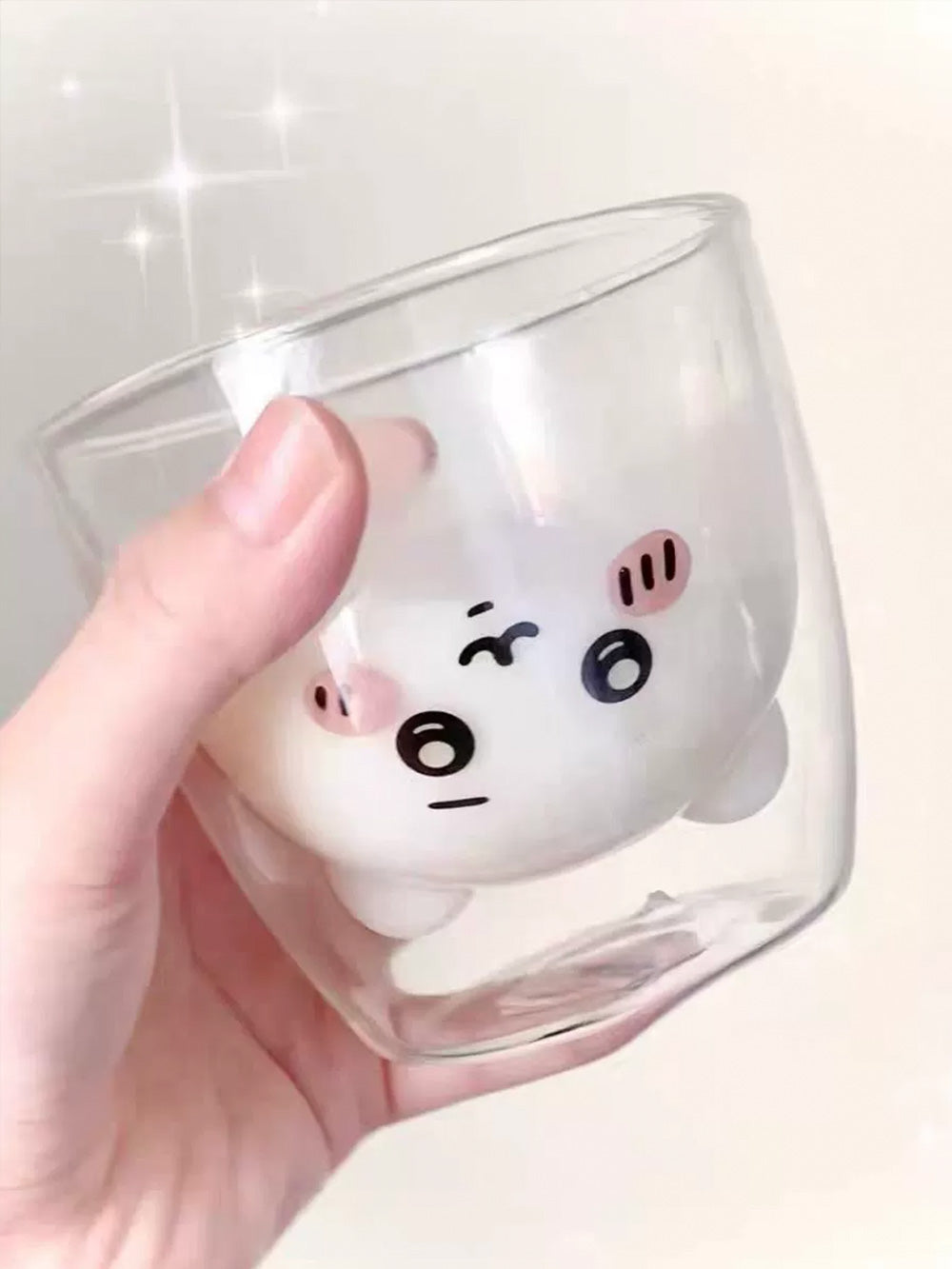 chiikawa Double-walled glass cup |Cute cartoon cup -Milk cup