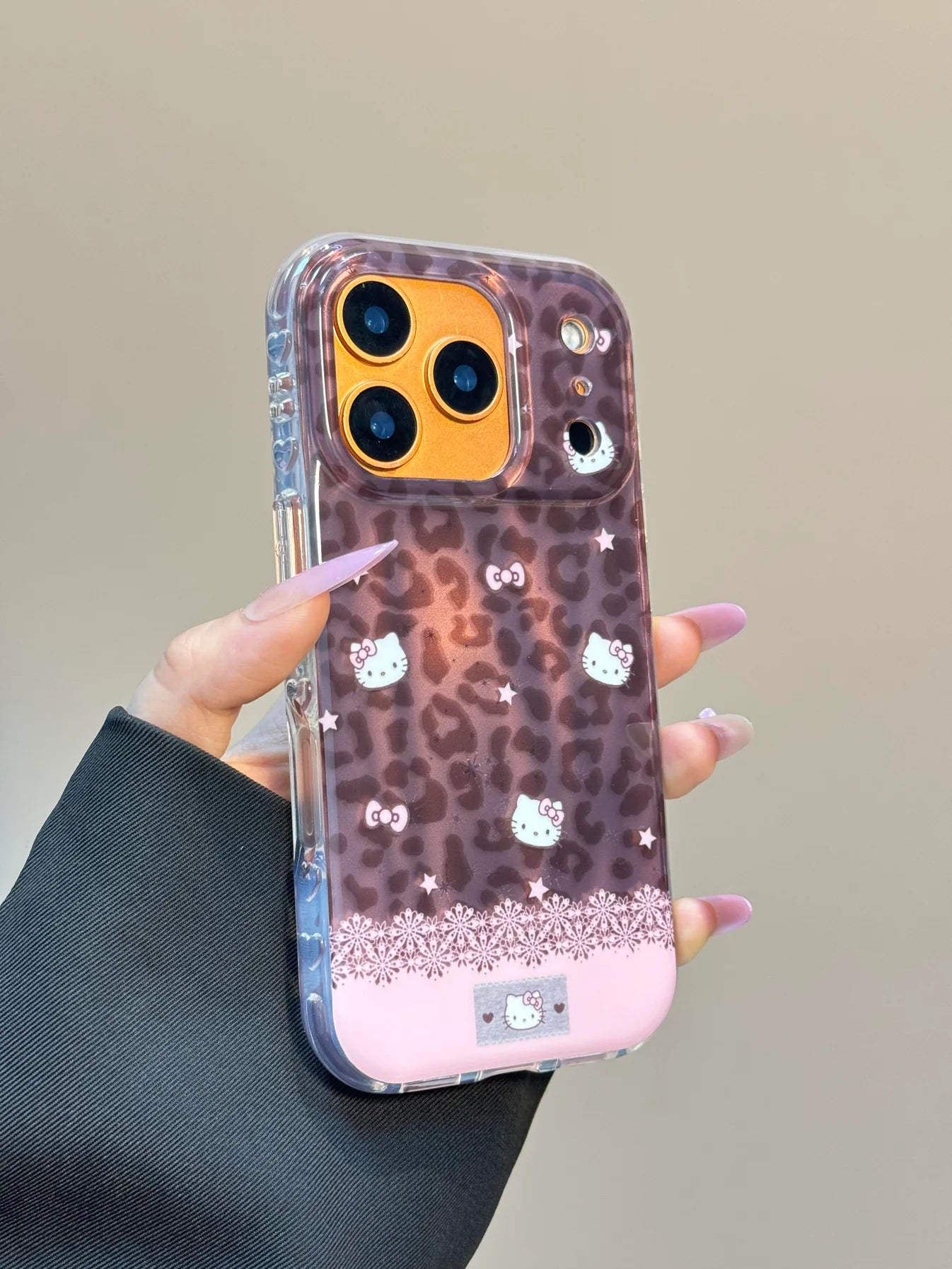 Hellokitty Pink Leopard Print Snow Cute Kawaii MagSafe Case + MagSafe Stand Holder / Phone Grip #20260121