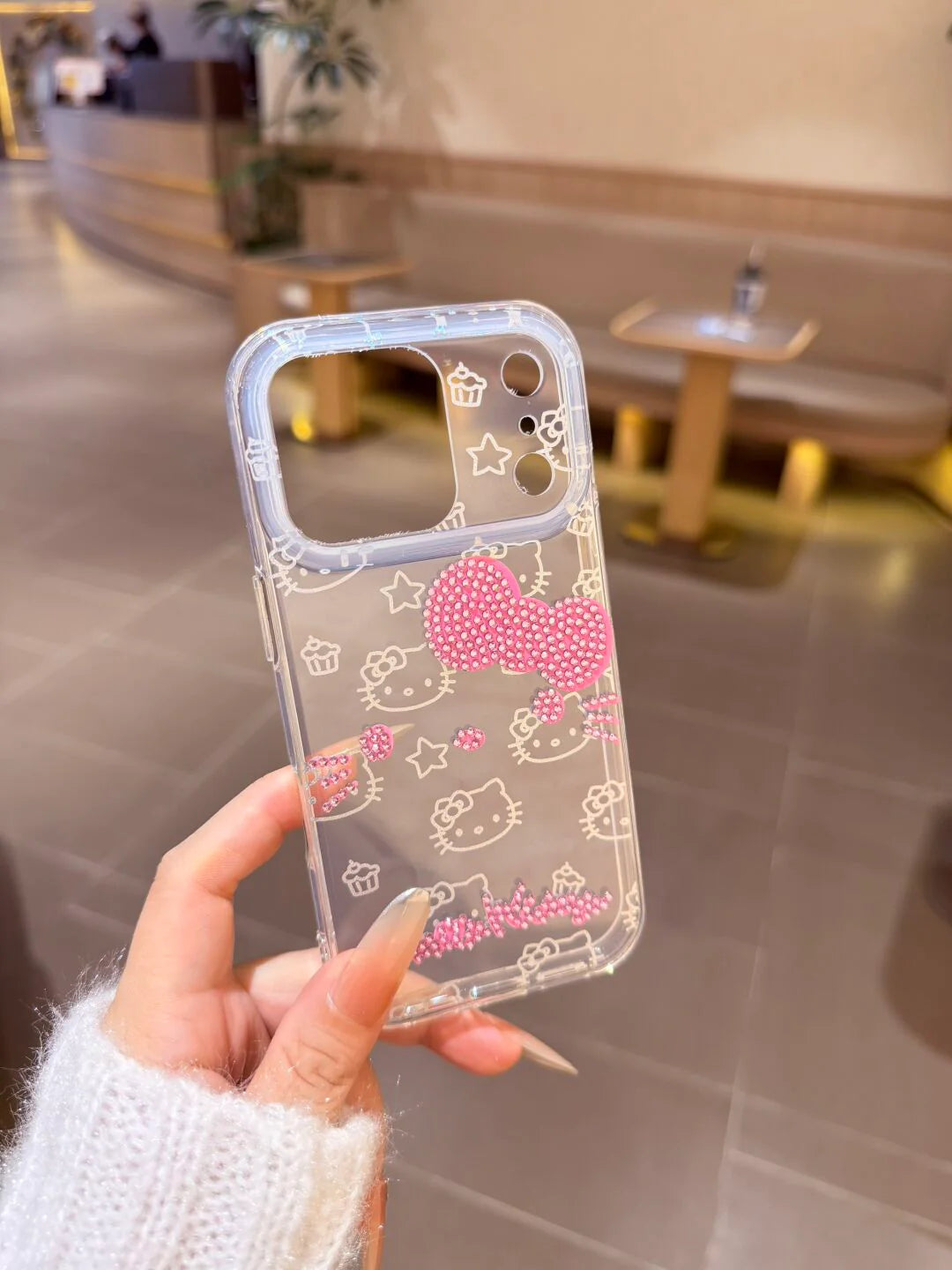 Hellokitty Clear Pink Glitter Cute Kawaii Phone Case #20260110